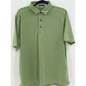 Johnston & Murphy Mens Large Polo Shirt Sage Green Slub Knit Short Sleeve Casual